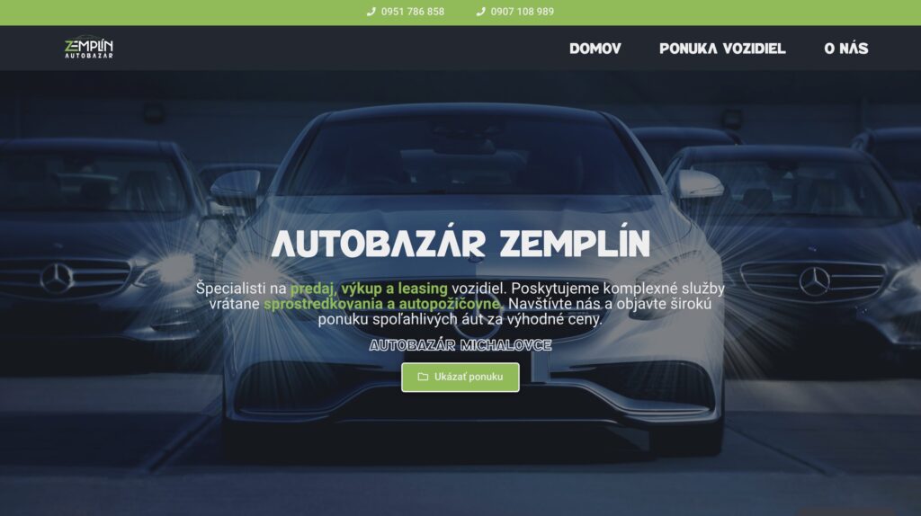 Tvorba webu Autobazár Zemplín